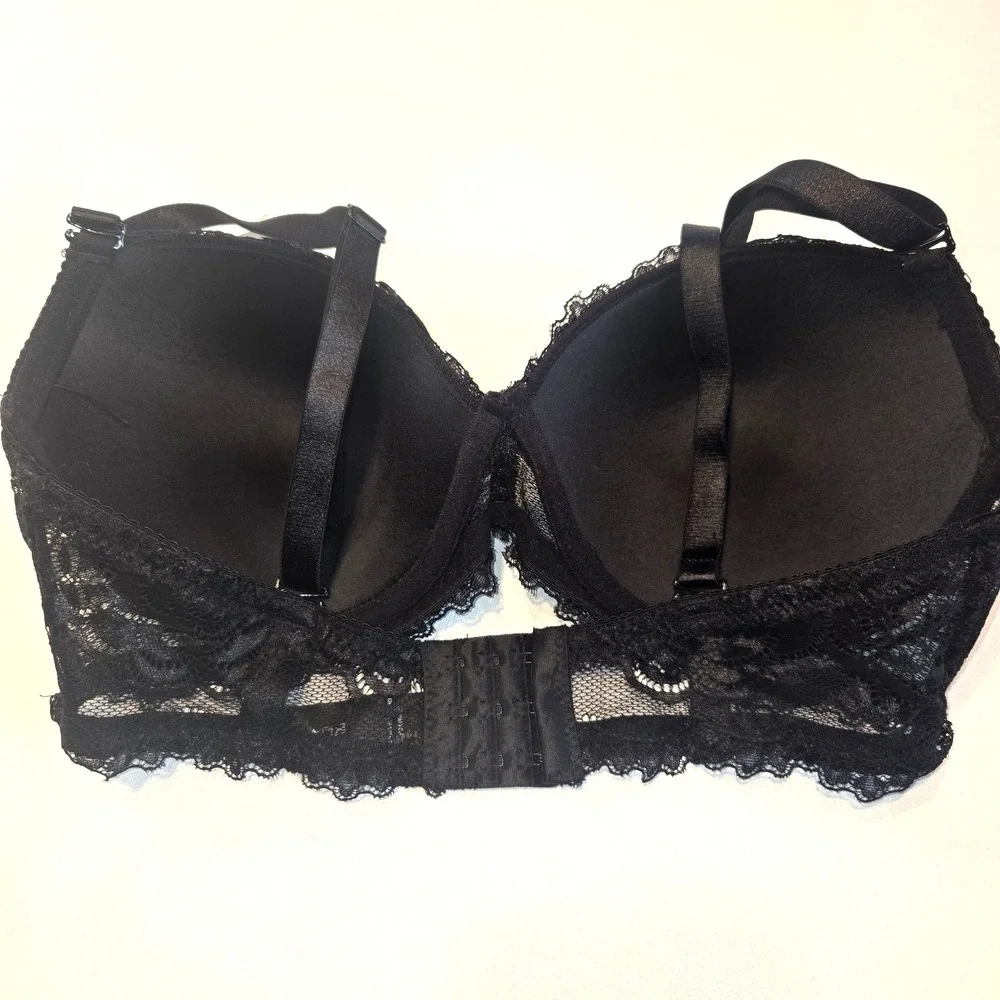 Rene Rofe Black Lacy Padded Bra Size 36DD NWT - Picture 3 of 5
